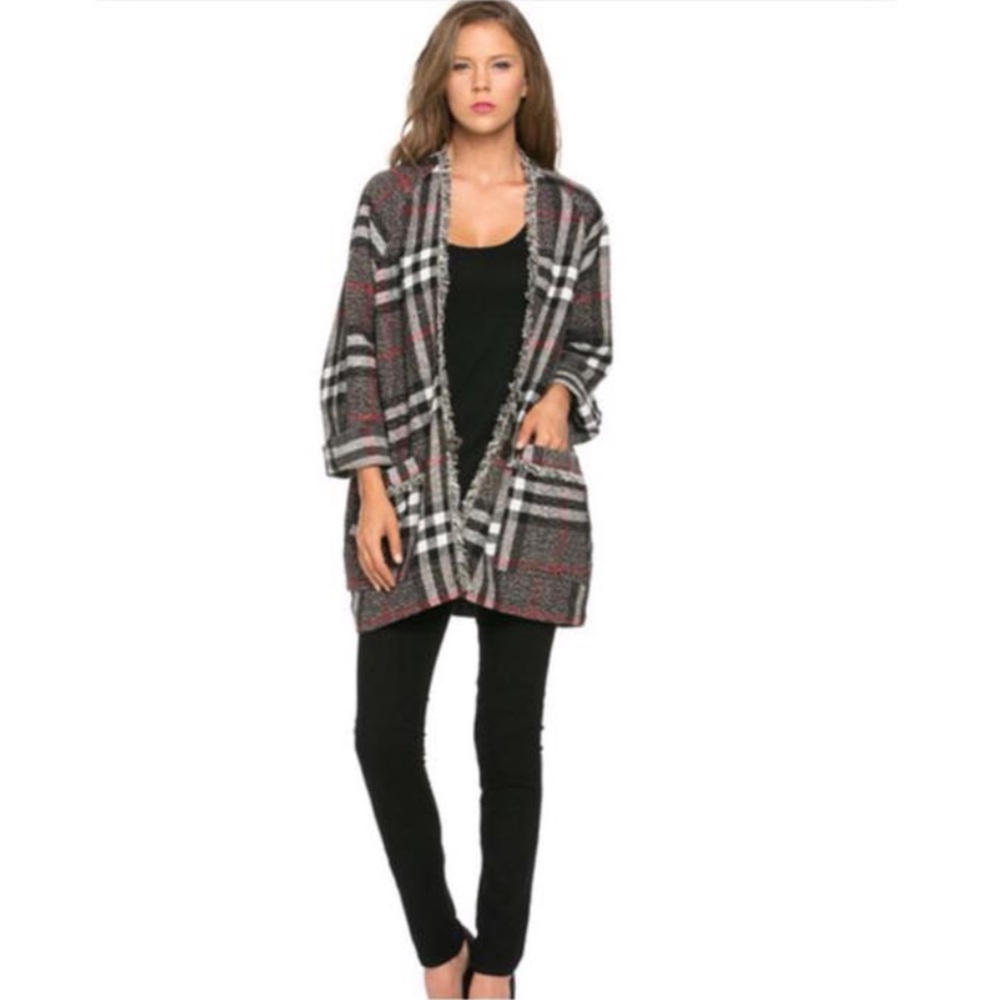 Oversized Plaid Cardigan